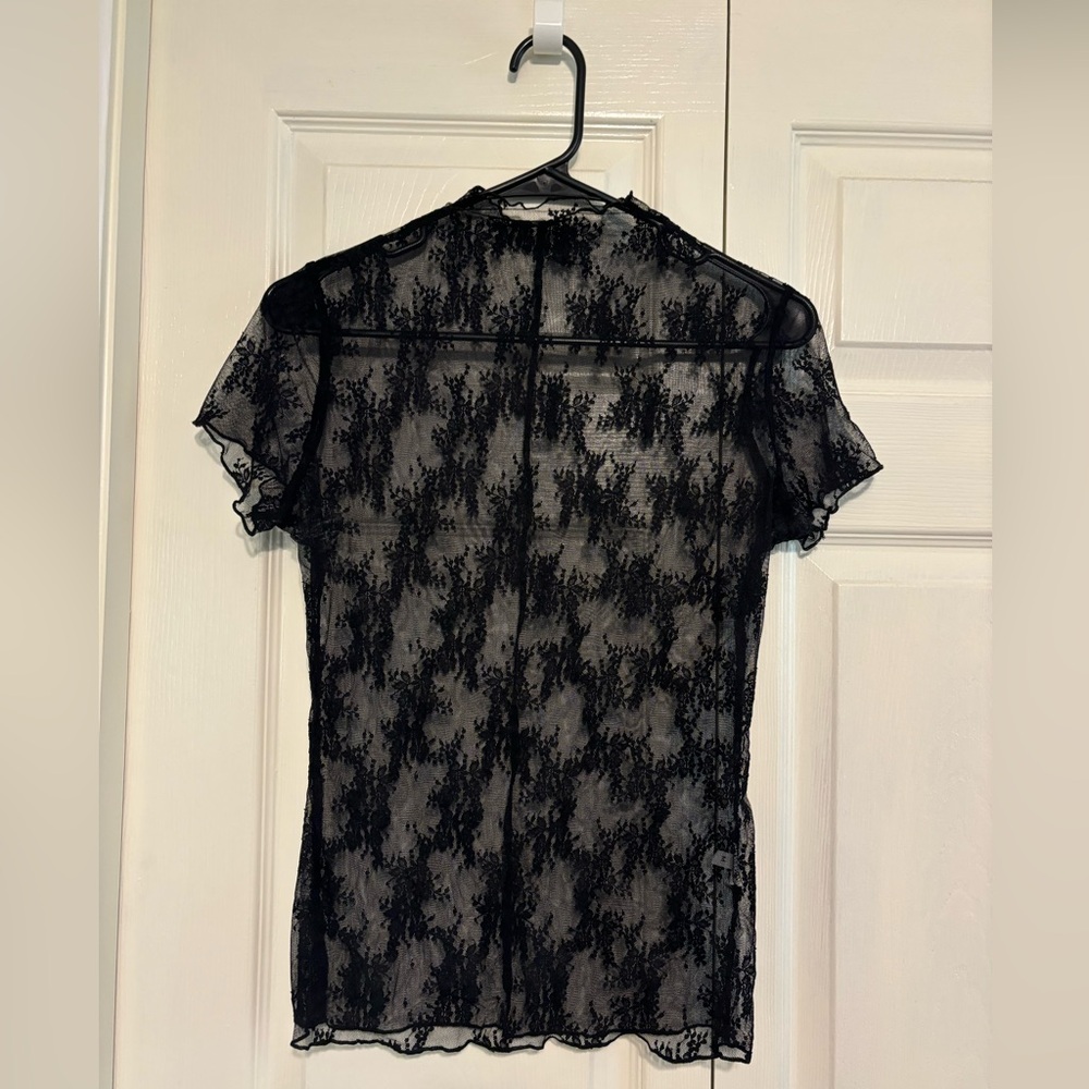 Amazon Black Fitted Sheer Blouse